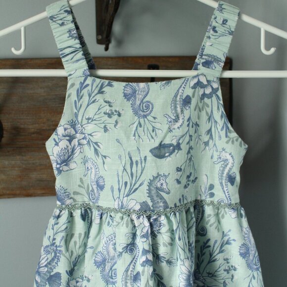 Sigrid Olsen Size 4 Green Seahorse Linen Dress - Picture 2 of 3